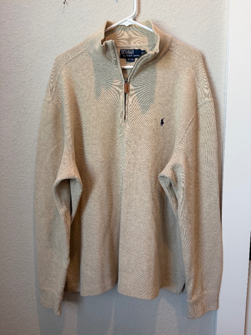 Men’s Polo Ralph Lauren Tan Quarter Zip Sweater Size XL